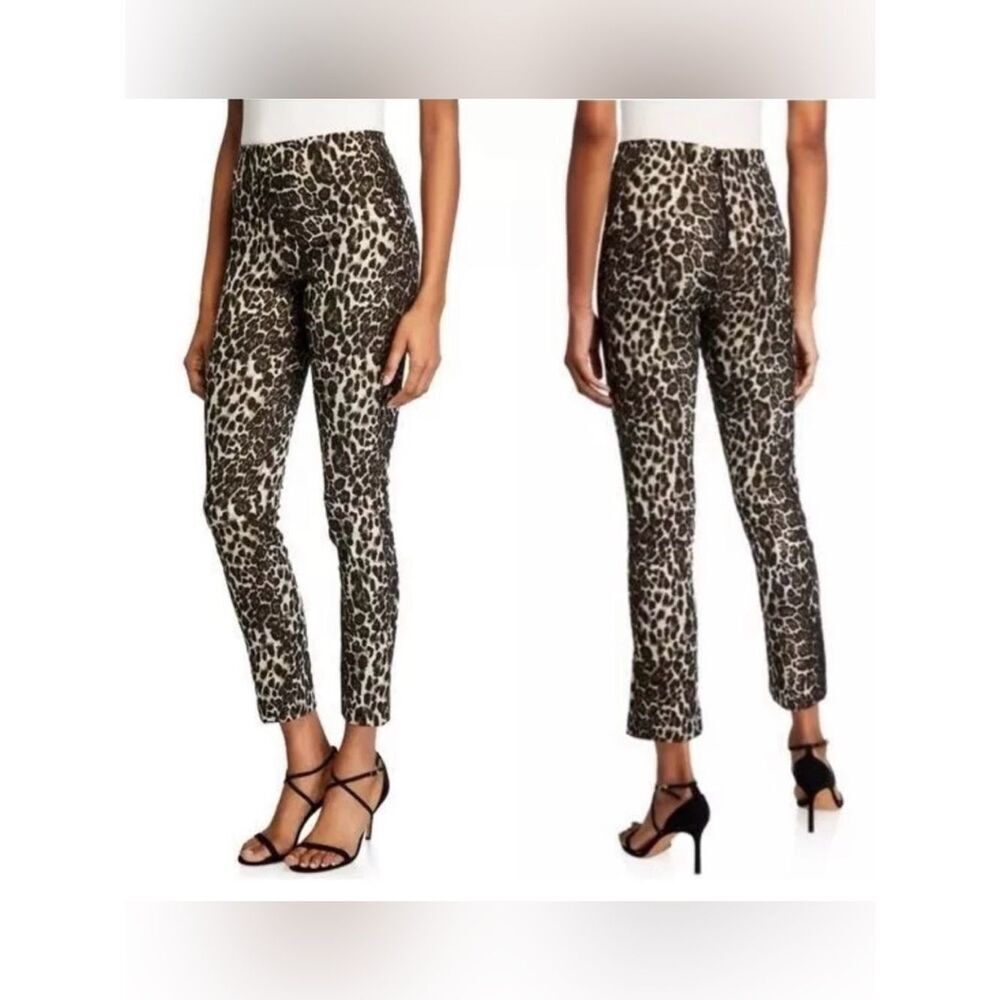 Alice + Olivia Connley Fitted Slim Pants in Brown Animal Print Pants Size 4